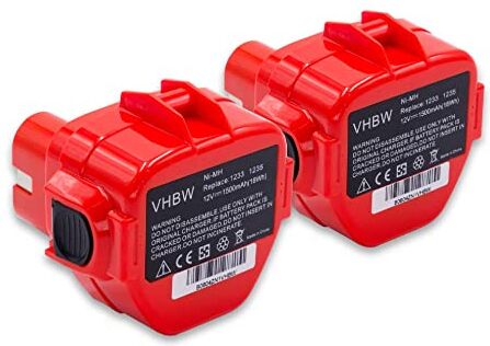 vhbw 2x Batteria compatibile con Makita 8270DWE, 8270DWPE, 8271, 8271D, 8271DWAE, 8271DWE, 8271DWPE, 8271DWPE3 attrezzi da lavoro (1500mAh NiMH 12V)