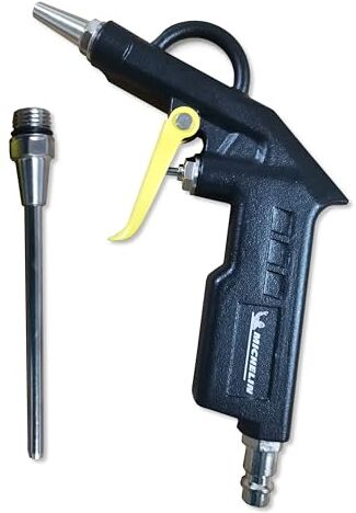 Michelin Pistola Aria Compressa, Pistola di Soffiaggio con Canna Corta e Canna Lunga da 10cm, Consumo d'Aria 150 l/min, Pressione Max 8 Bar, Alluminio