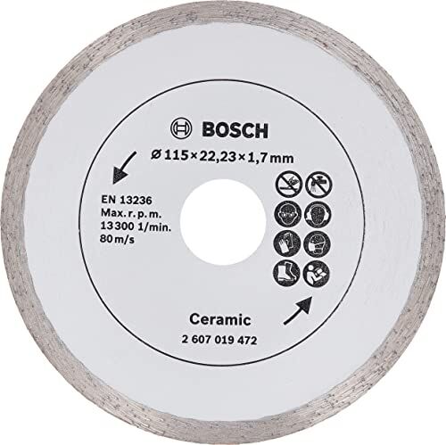 Bosch 1x Disco Diamantato per Piastrelle (per Ceramica, Piastrelle, Ø 115 x 22.23 mm, Accessorio Smerigliatrice Angolare)