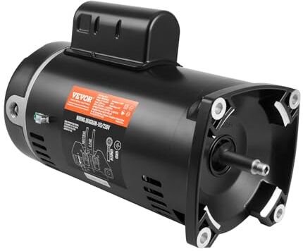 VEVOR Motore per Pompa per Piscina 1 HP, 56Y, Corrente 9,0 A (115 V) / 4,5 A (230 V) 3450 Giri/min, Condensatore 90 μF/250 V, Sostituzione Motore con Flangia Quadrata Rotante in senso antiorario