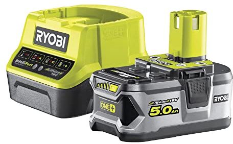 RYOBI RC18120-150 Kit  con Caricabatterie e 1 Batteria da5.0Ah al Litio 18V ONE+, con 4 Indicatori di Stato di Carica, Grande Autonomia