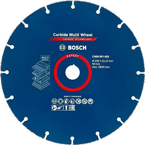 Bosch 1x Disco da taglio EXPERT Carbide Multi Wheel (per Legno duro, con chiodi, Materiali plastici, Ø 230 x 22,23 mm, Accessori Smerigliatrice Angolare Grande)