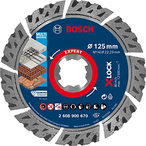 Bosch 1x Dischi diamantati Expert MultiMaterial X-LOCK (per Calcestruzzo, Ø 125 mm, accessorio Smerigliatrice angolare piccola)