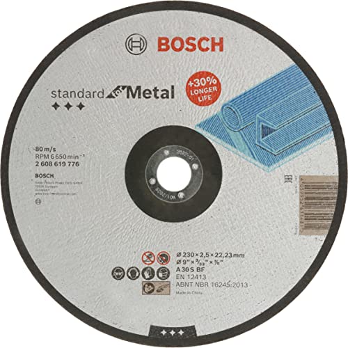 Bosch 1x mola da sbavo Standard for Metal (per metallo, Ø 230 x 2.5 x 22,23 mm, centro depresso, accessori per smerigliatrice angolare)