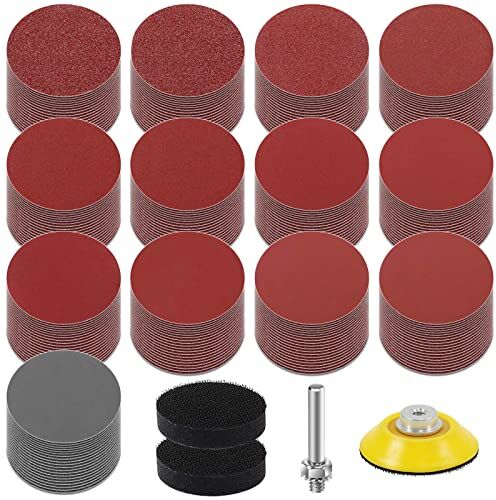 KONGMING 260 Pezzi Dischi Abrasivi 50mm Dischi Carta Abrasiva Grana 80 100 120 150 240 320 400 600 800 1000 1200 2000 3000 Kit di Levigatura Dischetti Abrasivi da 2 Pollici