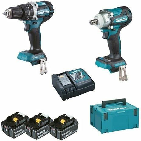 Makita Combo DHP484Z + DTW300Z BL 18V LXT 5Ah 3 bat. MakPac marca