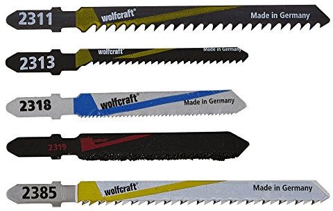 wolfcraft Set di lame per seghetti alternativi per lavori interni da 5 pezzi, attacco a T,