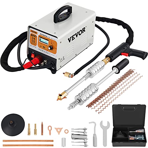 VEVOR Kit di Saldatrice a Punti per Carrozzeria Estrattore per Ammaccature dei Veicoli Potenza 3KW, Strumenti per Saldatura delle Ammaccature da Officina Garage per Veicoli con 6 Modalità Regolabili