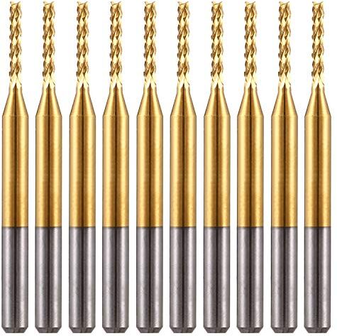 EU_HOZLY Titanium Coat Carbide 1,5 mm Endmills CNC Rotary Set Fresa per mais PCB Router Bit Confezione da 10