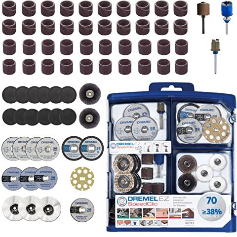 Dremel SC725 EZ SpeedClic Set di Accessori per Utensile Multifunzione, per Intagliare, Tagliare, Incidere, Lucidare, Fresare, Levigare, Smerigliare e Pulire, 70 Pezzi