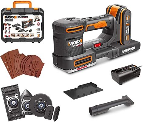 WORX Levigatrice Sandeck 5 in 1-20V con 1 batteria da 2.0Ah