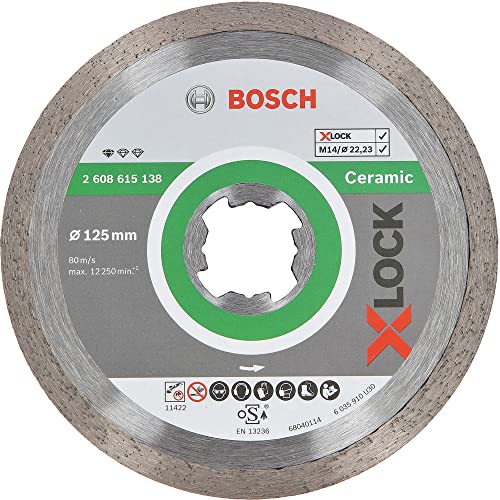 Bosch Professional  Disco Diamantato Standard, per Ceramica, X-Lock, Ø125 mm, Diametro Ø: 22.23 mm, Nero