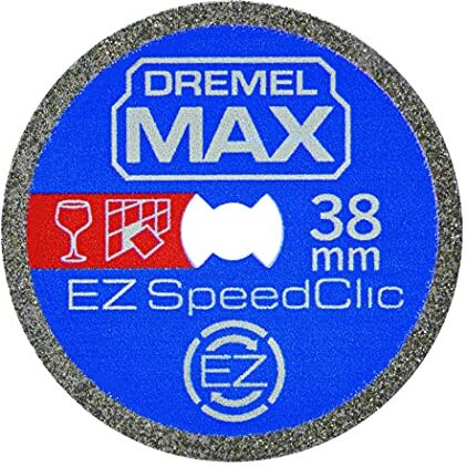 Dremel MAX Disco da taglio ad elevate prestazioni () Disco da taglio diamantato da 38 mm con sistema EZ SpeedClic, massima durata