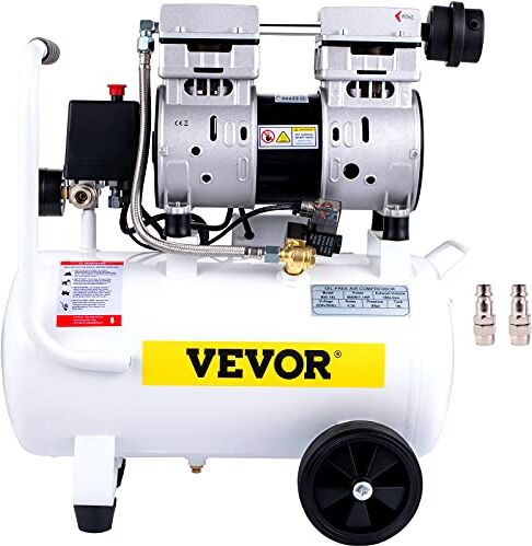 VEVOR Compressori d'Aria da 1,1 HP/850W, Compressore Motore Senza Olio con Serbatoio 18L, Velocità di Rotazione 1440 RPM Compressore Silenzioso per il Gonfiaggio dei Pneumatici, la Pulizia dei Veicoli