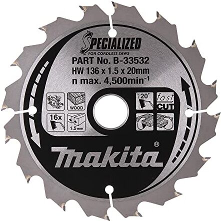 Makita lama per sega Specialized, 136 x 20 mm, 16Z, B 33532