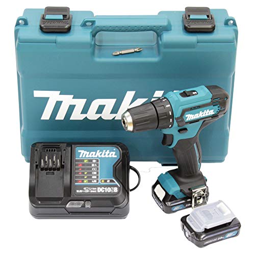 Makita Trapano a batteria   12 V max./2,0 Ah, 2 batterie+caricabatterie in custodia da trasporto, nero, blu