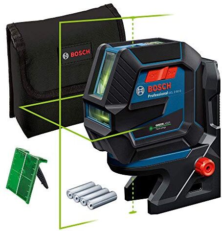 Bosch Livella Laser GCL 2-50 G (laser verde,supporto RM 10, raggio d'azione visibile: fino a 15 m, 4x batterie AA, confezione in cartone)