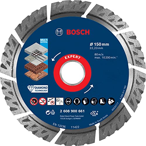 Bosch 1x Dischi diamantati Expert MultiMaterial (per Calcestruzzo, Ø 150 mm, accessorio Smerigliatrice angolare grande)