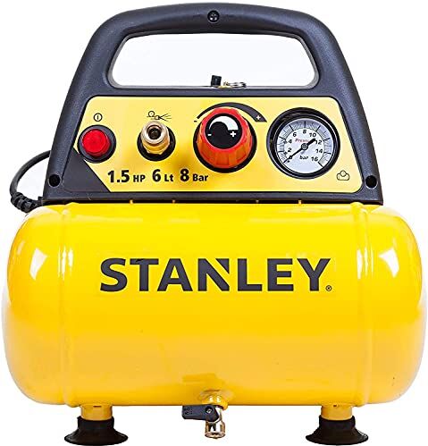 Stanley D 200 Compressore 6 Lt 1,5Hp, Pressione Max 8 Bar/116 Ps, Rumorosità 97 Db, ‎38 x 38 x 35 cm, 9 Kg