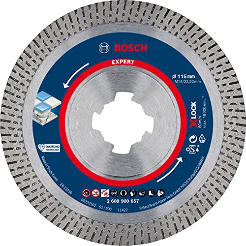 Bosch 1x Dischi diamantati X-LOCK Expert HardCeramic (per Piastrelle dure, Pietra dura, Ø 115 mm, accessorio Smerigliatrice angolare piccola)