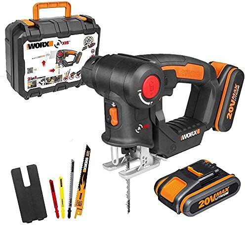 WORX Seghetto Combinato 2 in 1 Seghetto Alternativo e a Gattuccio, 2 Batterie 20V