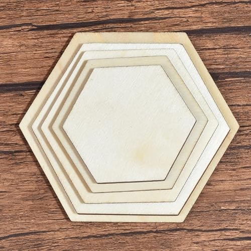 HOOCOM 2-50pcs Trucioli di legno 3mm Stella Esagonale SquareLove Rotondo a cinque punte for materiali di decorazione domestica fatti a mano fai da te (Color : Hexagon, Size : 240mmX2pcs)