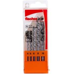 Fischer Set 5 Punte Trapano D-S PMN, Diametro 4-5-6-8-10 mm, Punte al Carburo, Attacco Cilindrico, per Muro Pieno e Mattoni Forati, Fischer Set 5 Punte Trapano D-S PMN, Diametro 4-5-6-8-10 mm, Punte al Carburo, Attacco Cilindrico, per Muro Pieno e Mattoni Forati,