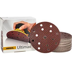 Mirka Ultimax Carta abrasiva Ø 150 mm a strappo 15 fori/grana P60 / 50 pz/Per eccentrici e levigatrici da 150 mm/Levigatura di legno morbido e duro, materiali minerali, vecchie vernici dure Mirka Ultimax Carta abrasiva Ø 150 mm a strappo 15 fori/grana P60 / 50 pz/Per eccentrici e levigatrici da 150 mm/Levigatura di legno morbido e duro, materiali minerali, vecchie vernici dure