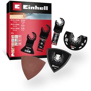 Einhell Accessories Originale Einhell set multiutensile da 17 pezzi (lame BIM/HCS, raschietto, piastra di supporto, triangoli di levigatura, rivestimento PTFE, supporto aperto) Einhell Accessories Originale Einhell set multiutensile da 17 pezzi (lame BIM/HCS, raschietto, piastra di supporto, triangoli di levigatura, rivestimento PTFE, supporto aperto)