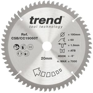 Trend CSB/CC19060T Craft Pro Negative Hook Crosscutting TCT Blade - Lama circolare Trend CSB/CC19060T Craft Pro Negative Hook Crosscutting TCT Blade - Lama circolare