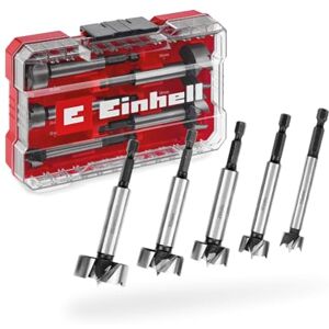 Einhell Set di punte Forstner originale M-CASE da 5 pezzi (in acciaio C65, gambo E 6,3, tagliente trasversale, punta di centraggio, forma della testa conica, tagliente chiuso su 4 lati) Einhell Set di punte Forstner originale M-CASE da 5 pezzi (in acciaio C65, gambo E 6,3, tagliente trasversale, punta di centraggio, forma della testa conica, tagliente chiuso su 4 lati)