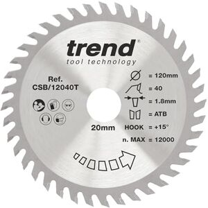 Lama da sega Trend TCT senza filo - 120mm, 40 denti - Legno Lama da sega Trend TCT senza filo - 120mm, 40 denti - Legno
