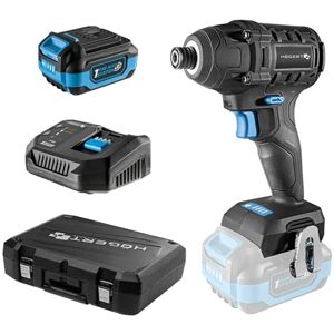 Högert Technik Set di cacciaviti a percussione a batteria, 18 V, 200 Nm, coppia di torsione, batteria 4,0 Ah, caricatore 4 A, valigia, motore senza spazzole, illuminazione a LED, protezione da Högert Technik Set di cacciaviti a percussione a batteria, 18 V, 200 Nm, coppia di torsione, batteria 4,0 Ah, caricatore 4 A, valigia, motore senza spazzole, illuminazione a LED, protezione da