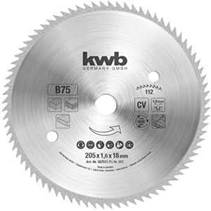 kwb Lama Per Sega Circolare 205 x 18 mm, Made in Germany, Tagli Molto Fini, Adatta per Pannelli e Legno Profilato kwb Lama Per Sega Circolare 205 x 18 mm, Made in Germany, Tagli Molto Fini, Adatta per Pannelli e Legno Profilato