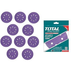 TOTAL 10 dischi per lucidatura e levigatura di diametro 150 mm, 2x P40, 2x P60, 4x P80 e 2x P120, in zirconio e ossido di alluminio, per legno, plastica, vernice, pietra, metallo e vetro TOTAL 10 dischi per lucidatura e levigatura di diametro 150 mm, 2x P40, 2x P60, 4x P80 e 2x P120, in zirconio e ossido di alluminio, per legno, plastica, vernice, pietra, metallo e vetro