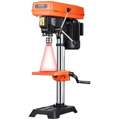 VEVOR Trapano a Colonna da Banco Motore a Induzione da 550 W Trapano da Tavolo Velocità Regolabile 550/950/1500/2000/2500 giri/min, Piano di Lavoro Inclinabile da 0 a 45°, per Legno e Metallo VEVOR Trapano a Colonna da Banco Motore a Induzione da 550 W Trapano da Tavolo Velocità Regolabile 550/950/1500/2000/2500 giri/min, Piano di Lavoro Inclinabile da 0 a 45°, per Legno e Metallo