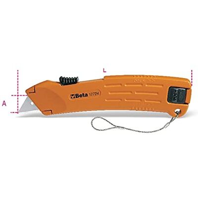 BETA 1772H-HS Cutter a lama retrattile di sicurezza fornito con 2 lame H-SAFE BETA 1772H-HS Cutter a lama retrattile di sicurezza fornito con 2 lame H-SAFE