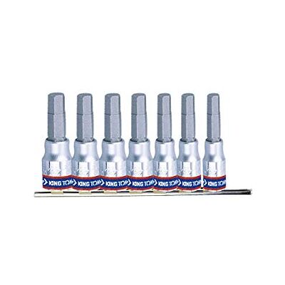 king tony Set di chiavi a bussola a testa esagonale da 1/4", dimensioni H3 H10, 7 pezzi king tony Set di chiavi a bussola a testa esagonale da 1/4", dimensioni H3 H10, 7 pezzi