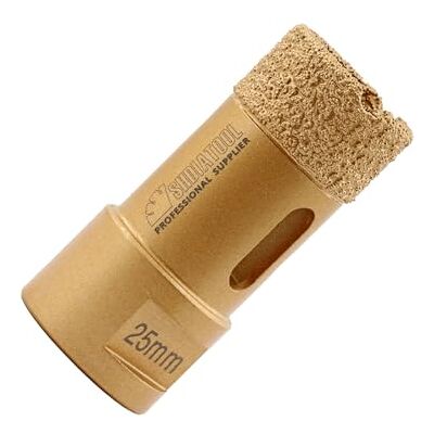 SHDIATOOL Corona diamantata diametro 25 mm altezza diamante 15 mm per piastrelle di porcellana granito marmo foratura a secco SHDIATOOL Corona diamantata diametro 25 mm altezza diamante 15 mm per piastrelle di porcellana granito marmo foratura a secco