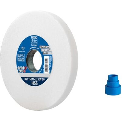 PFERD Disco abrasivo HSS, 150 x 16 x 32 mm, A60, 39008420 Disco abrasivo medio duro per affilare punte HSS con manicotti di riduzione (25/20/16 mm) PFERD Disco abrasivo HSS, 150 x 16 x 32 mm, A60, 39008420 Disco abrasivo medio duro per affilare punte HSS con manicotti di riduzione (25/20/16 mm)