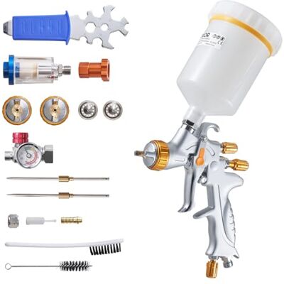VEVOR Pistola a Spruzzo Pneumatica a Gravità HVLP 600mL con 3 Ugelli 1,3/1,4/1,7 mm, Kit di Spruzzatore ad Aria Compressa, Pistola per Verniciatura Pneumatica HVLP per Auto, Pareti VEVOR Pistola a Spruzzo Pneumatica a Gravità HVLP 600mL con 3 Ugelli 1,3/1,4/1,7 mm, Kit di Spruzzatore ad Aria Compressa, Pistola per Verniciatura Pneumatica HVLP per Auto, Pareti