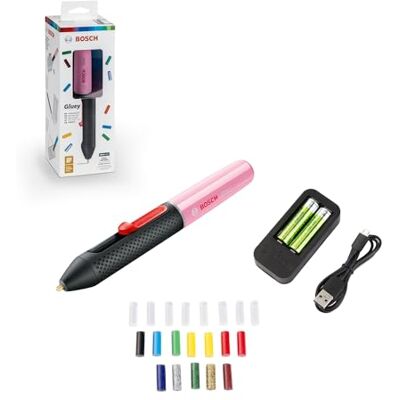 Bosch Home and Garden Gluey Cupcake Pink Penna Incollatrice a Caldo a Batteria , con 20 Stick di Colla, in Scatola di Cartone, Rosa Bosch Home and Garden Gluey Cupcake Pink Penna Incollatrice a Caldo a Batteria , con 20 Stick di Colla, in Scatola di Cartone, Rosa