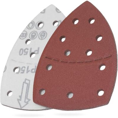 YoiYee Set di fogli abrasivi a grana 150, carta vetrata per dettagli del mouse, blocco di carta abrasiva triangolare Delta, chiusura a gancio e anello, 11 fori, accessori per levigatrice multipla, YoiYee Set di fogli abrasivi a grana 150, carta vetrata per dettagli del mouse, blocco di carta abrasiva triangolare Delta, chiusura a gancio e anello, 11 fori, accessori per levigatrice multipla,