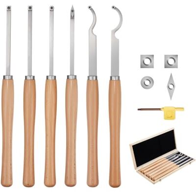 VEVOR Set di Utensili per Tornitura per Legno 6 pezzi, Set di Scalpelli per Tornio Utensili per Sgrossatura Finitura, Strumenti per Tornitura Lavorazione del Legno Fai da te VEVOR Set di Utensili per Tornitura per Legno 6 pezzi, Set di Scalpelli per Tornio Utensili per Sgrossatura Finitura, Strumenti per Tornitura Lavorazione del Legno Fai da te