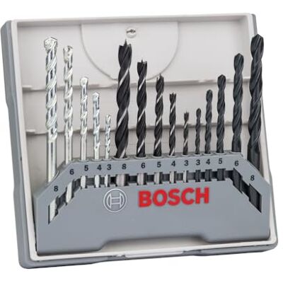 Bosch Professional 15 Pezzi, Set di Punte Miste per Trapano (per Metallo, Legno e Pietra, Accessori per Trapano), Nero Bosch Professional 15 Pezzi, Set di Punte Miste per Trapano (per Metallo, Legno e Pietra, Accessori per Trapano), Nero