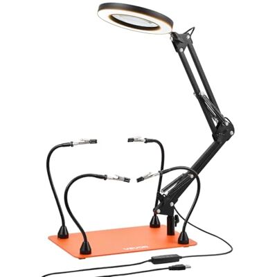 VEVOR Stazione Saldatura Magnetica con Lampada d'Ingrandimento LED 3X 4 Bracci Flessibili, Strumento Terza Mano per Saldatura Base Antiscivolo, Supporto Aiuto per Saldatura Riparazioni Fai da te VEVOR Stazione Saldatura Magnetica con Lampada d'Ingrandimento LED 3X 4 Bracci Flessibili, Strumento Terza Mano per Saldatura Base Antiscivolo, Supporto Aiuto per Saldatura Riparazioni Fai da te