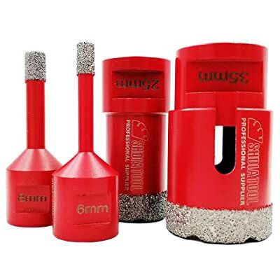 SHDIATOOL Set di Punta per Trapano Diamantata 4 Pezzi 6/8/25/35mm Vacuum Brasato Foretto Diamantato per Porcellana Piastrella Granito Marmo Taglio a Secco SHDIATOOL Set di Punta per Trapano Diamantata 4 Pezzi 6/8/25/35mm Vacuum Brasato Foretto Diamantato per Porcellana Piastrella Granito Marmo Taglio a Secco