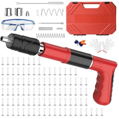 Kouamor Chiodatrice Per Cemento, Pistola Manuale, Pistole Pneumatiche A 5 Velocità Per Acciaio E Cemento, Pistole Per Chiodi Con Occhiali, Guanti Per Occhiali, Cassetta Degli Attrezzi, Con 200 Chiodi Kouamor Chiodatrice Per Cemento, Pistola Manuale, Pistole Pneumatiche A 5 Velocità Per Acciaio E Cemento, Pistole Per Chiodi Con Occhiali, Guanti Per Occhiali, Cassetta Degli Attrezzi, Con 200 Chiodi