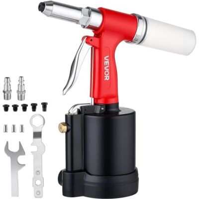 VEVOR Kit Rivettatrice Pneumatica, Ugelli da 2,4mm 3,2mm 4,0mm 4,8mm 6,4mm Pistola per Rivetti, Forza di Trazione 1780 kg, Sistema a 3 Griffe, Utensile Pneumatico per Auto, Edilizia e Industria VEVOR Kit Rivettatrice Pneumatica, Ugelli da 2,4mm 3,2mm 4,0mm 4,8mm 6,4mm Pistola per Rivetti, Forza di Trazione 1780 kg, Sistema a 3 Griffe, Utensile Pneumatico per Auto, Edilizia e Industria