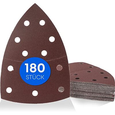 haerd group 180 pezzi / triangoli abrasivi Prio / 11 fori / 105 x 152 mm / 30 x grana 40 – 60 – 80 – 120 – 180 – 240 / per levigatrici multiple / fogli abrasivi / tamponi abrasivi triangolari / carta vetrata haerd group 180 pezzi / triangoli abrasivi Prio / 11 fori / 105 x 152 mm / 30 x grana 40 – 60 – 80 – 120 – 180 – 240 / per levigatrici multiple / fogli abrasivi / tamponi abrasivi triangolari / carta vetrata